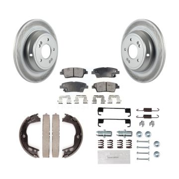 Rear Disc Coated Rotors Ceramic Pads Parking Brake Shoes Hardware Kit For Hyundai Genesis KGT-104251