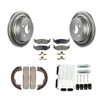 Rear Disc Coated Rotors Ceramic Pads Parking Shoes And Hardware Kit For Ram 1500 Classic KGT-104252