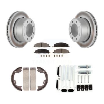 Rear Disc Coated Rotors Ceramic Pads Parking Brake Shoes And Hardware Kit For Ram 1500 KGT-104253