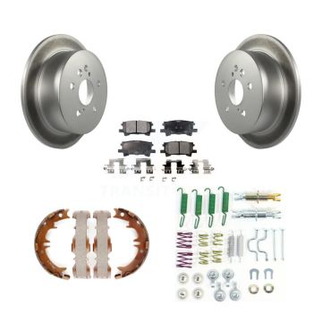 Rear Disc Coated Rotors Ceramic Pads Parking Shoes & Hardware Kit For Lexus RX350 Toyota KGT-104260