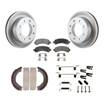 Rear Disc Coated Rotors Ceramic Pads Parking Shoes Hardware Kit For Chevrolet Express GMC KGT-104262