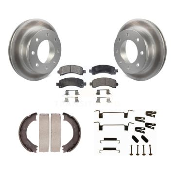 Rear Disc Coated Rotors Ceramic Pads Parking Shoes Hardware Kit For Chevrolet Express GMC KGT-104264