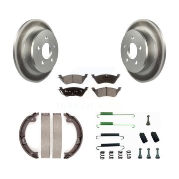 Rear Disc Coated Rotors Ceramic Pads Parking Shoes Hardware Kit For Dodge Grand Caravan & KGT-104265