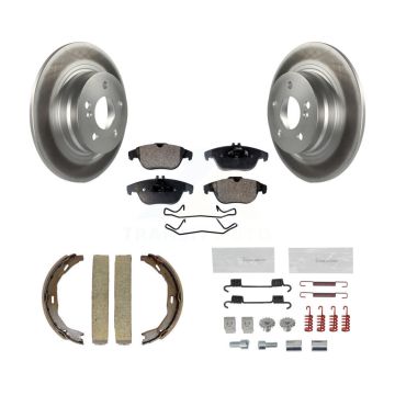Rear Disc Coated Rotors Ceramic Pads Parking Shoes & Hardware Kit For Mercedes-Benz C300 KGT-104266