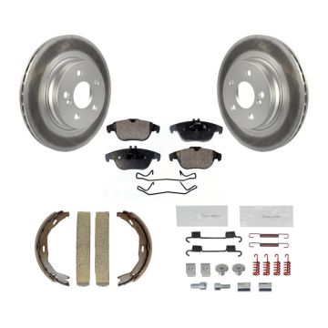 Rear Disc Coated Rotors Ceramic Pads Parking Shoes & Hardware Kit For Mercedes-Benz C300 KGT-104267