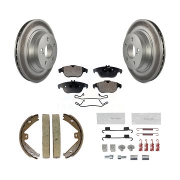 Rear Disc Coated Rotors Ceramic Pads Parking Shoes Hardware Kit For Mercedes-Benz GLK350 KGT-104268