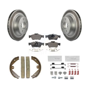Rear Disc Coated Rotors Ceramic Pads Parking Shoes & Hardware Kit For Mercedes-Benz E350 KGT-104269