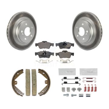 Rear Disc Coated Rotors Ceramic Pads Parking Shoes & Hardware Kit For Mercedes-Benz E550 KGT-104271