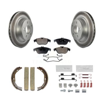Rear Disc Coated Rotors Ceramic Pads Parking Shoes & Hardware Kit For Mercedes-Benz E350 KGT-104273