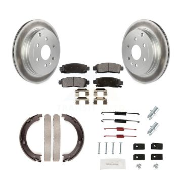 Rear Disc Coated Rotors Ceramic Pads Parking Shoes And Hardware Kit For GMC Acadia Buick KGT-104276