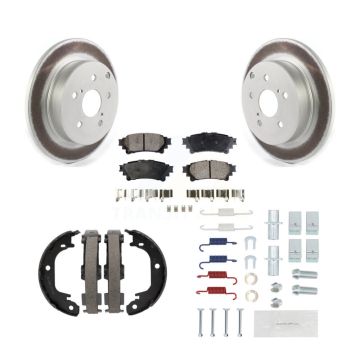 Rear Disc Coated Rotors Ceramic Pads Parking Shoes Hardware Kit For Toyota Prius V Mirai KGT-104282