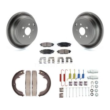 Rear Disc Coated Rotors Ceramic Pads Parking Brake Shoes Hardware Kit For Subaru Impreza KGT-104293