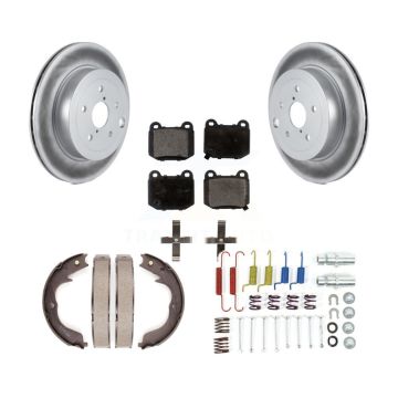 Rear Disc Coated Rotors Ceramic Pads Parking Brake Shoes Hardware Kit For Subaru Impreza KGT-104294