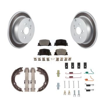 Rear Disc Coated Rotors Ceramic Pads Parking Shoes & Hardware Kit For 2005-2010 Scion tC KGT-104295