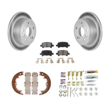 Rear Disc Coated Rotors Ceramic Pads Parking Shoes & Hardware Kit For Toyota Camry Solara KGT-104298