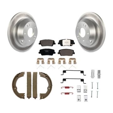 Rear Disc Coated Rotors Ceramic Pads Parking Shoes & Hardware Kit For Hyundai Santa Fe XL KGT-104306