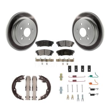 Rear Disc Coated Rotors Ceramic Pads Parking Brake Shoes & Hardware Kit For Toyota Camry KGT-104335