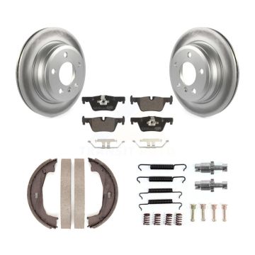Rear Disc Coated Rotors Ceramic Pads Parking Brake Shoes And Hardware Kit For BMW 328i KGT-104336
