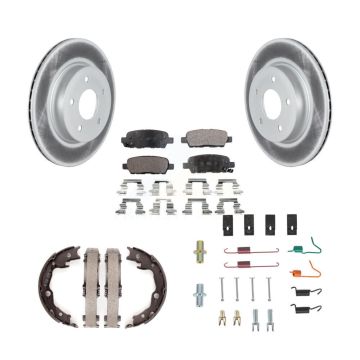 Rear Disc Coated Rotors Ceramic Pads Parking Brake Shoes And Hardware Kit For Nissan LEAF KGT-104337