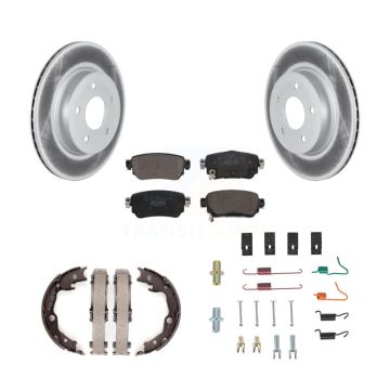 Rear Disc Coated Rotors Ceramic Pads Parking Brake Shoes And Hardware Kit For Nissan LEAF KGT-104338