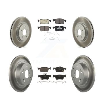 Front Rear Coated Disc Brake Rotors And Ceramic Pads Kit For Honda Accord KGT-104371