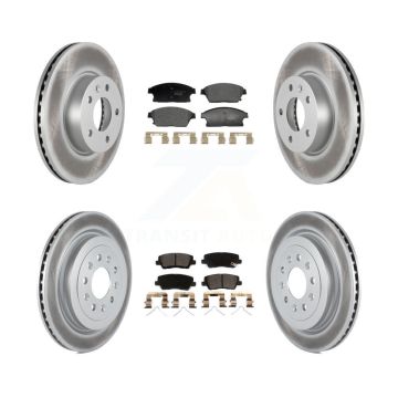 Front Rear Coated Disc Brake Rotors And Ceramic Pads Kit For 2018 Cadillac ATS Base KGT-104399