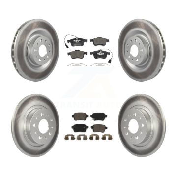 Front Rear Coated Disc Brake Rotors And Ceramic Pads Kit For 2014-2020 Fiat 500L KGT-104402