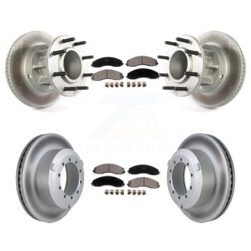 Front Rear Coated Disc Brake Rotors Ceramic Pad Kit For Ford F-450 Super Duty F-550 4 X 2 KGT-104405