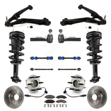 Front Disc Rotors Brake Pads Bearings Arms Shock Suspension Kit (15Pc) For GMC Sierra 1500 KM-100063