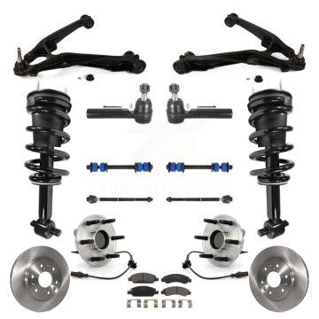 Front Disc Rotor Brake Pad Bearing Arm Suspension Kit (15Pc) For GMC Sierra 1500 Chevrolet KM-100065
