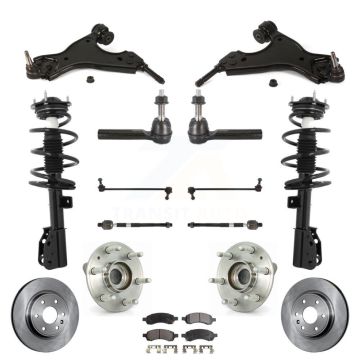 Front Rotors Brake Pads Bearing Suspension Kit (15Pc) For Chevrolet Traverse Buick Enclave KM-100078