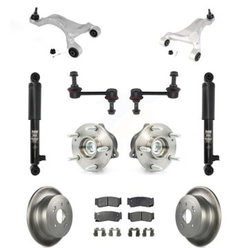 Rear Disc Rotor Brake Pad Bearing Suspension Kit (11Pc) For 2007-2009 Hyundai Santa Fe FWD KM-100340