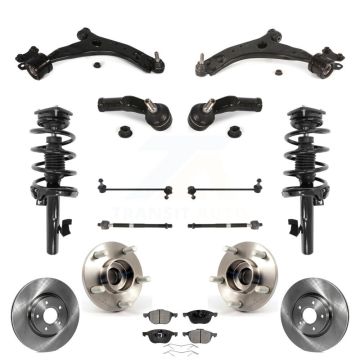 Front Rotor Brake Pad Bearing Arm Suspension Kit (15Pc) For Volvo C30 Without Level Sensor KM-100402