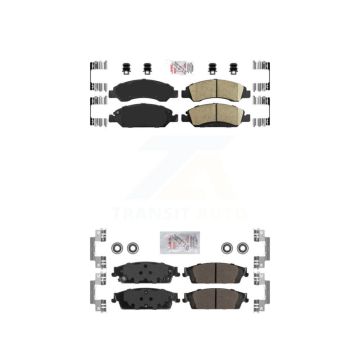 Front Ceramic Rear Semi-Metallic Disc Brake Pads Kit For GMC Chevrolet Sierra 1500 Tahoe KNF-100858