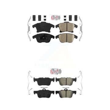 Front Ceramic Rear Semi-Metallic Disc Brake Pads Kit For Ford Fusion Lincoln MKZ Police KNF-100943