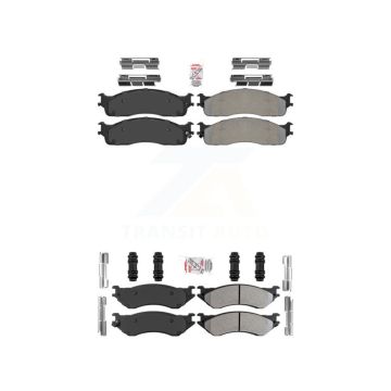 Front Rear Semi-Metallic Disc Brake Pads Kit For Dodge Ram 1500 3500 2500 KNF-100991