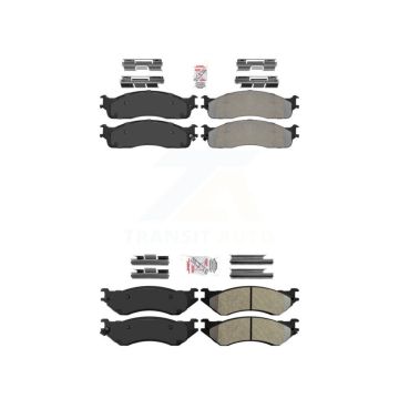Front Rear Semi-Metallic Disc Brake Pads Kit For Dodge Ram 1500 3500 2500 KNF-100992