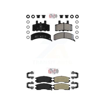 Front Rear Semi-Metallic Disc Brake Pads Kit For 1999 Cadillac DeVille Drum rear brakes KNF-101702