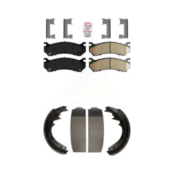 Front Rear Ceramic Disc Brake Pads Kit For 2000 GMC Yukon With 11" Diameter Drum KNN-100086