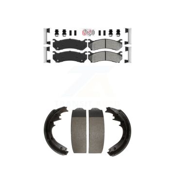 Front Rear Semi-Metallic Disc Brake Pads Kit For 2000 GMC Yukon With 11" Diameter Drum KNN-100087