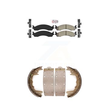 Front Rear Semi-Metallic Disc Brake Pads Kit For Dodge Ram 2500 Ford F-350 E-350 3500 Van KNN-100233