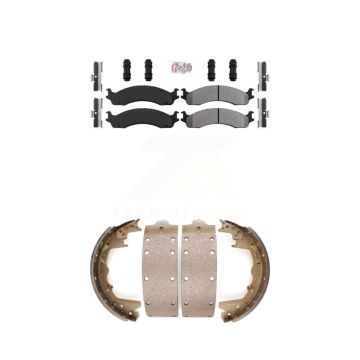 Front Rear Semi-Metallic Disc Brake Pads Kit For Dodge Ram 2500 Ford F-350 E-350 3500 Van KNN-100234