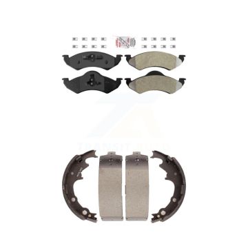 Front Rear Semi-Metallic Disc Brake Pads Kit For 00-02 Dodge Dakota With 9" Diameter Drum KNN-100286
