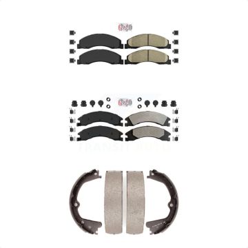 Front Ceramic Rear Semi-Metallic Disc Brake Pads Kit For Ford E-350 Super Duty E-250 KNN-100317
