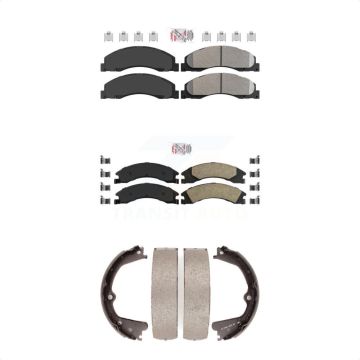 Front Semi-Metallic Rear Ceramic Disc Brake Pads Kit For Ford E-350 Super Duty E-250 KNN-100325