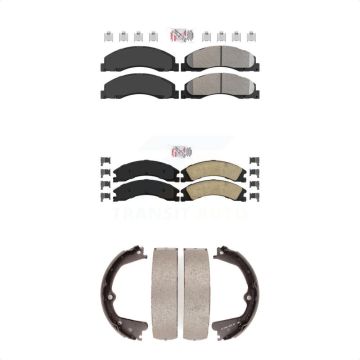 Front Semi-Metallic Rear Ceramic Disc Brake Pads Kit For Ford E-450 Super Duty KNN-100328
