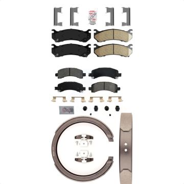 Front Ceramic Rear Semi-Metallic Disc Brake Pads Kit For Chevrolet Avalanche 1500 GMC XL KNN-100385