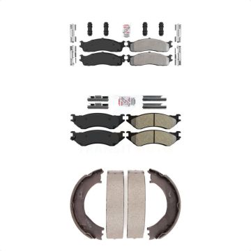 Front Rear Semi-Metallic Disc Brake Pads Kit For 2003-2005 Dodge Ram 2500 3500 KNN-100533