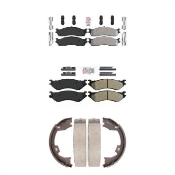 Front Rear Semi-Metallic Disc Brake Pads Kit For Dodge Ram 1500 3500 2500 KNN-100539