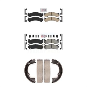Front Ceramic Rear Semi-Metallic Disc Brake Pads Kit For GMC Chevrolet Silverado 2500 HD KNN-100630